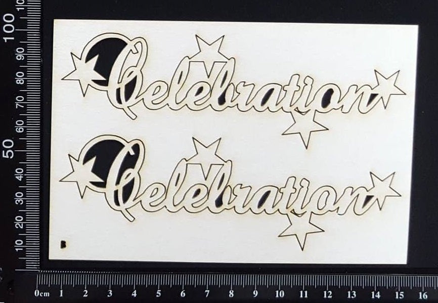 Celebration - B - Set of 2 - White Chipboard