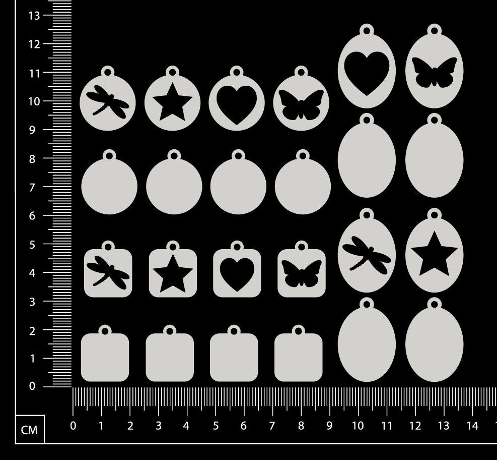 Tiny Charms - Shapes - B - White Chipboard