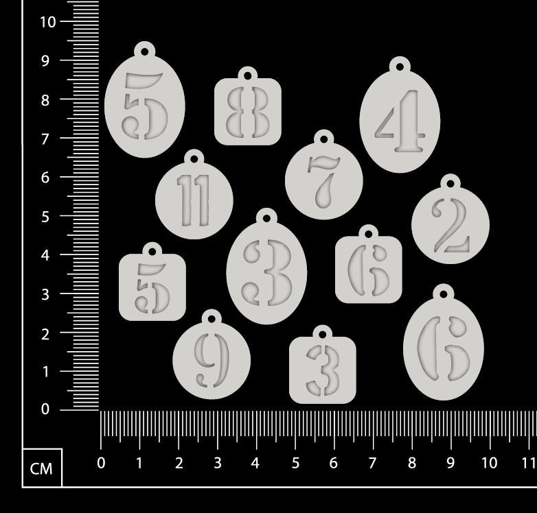 Tiny Charms - Numbers - A - White Chipboard