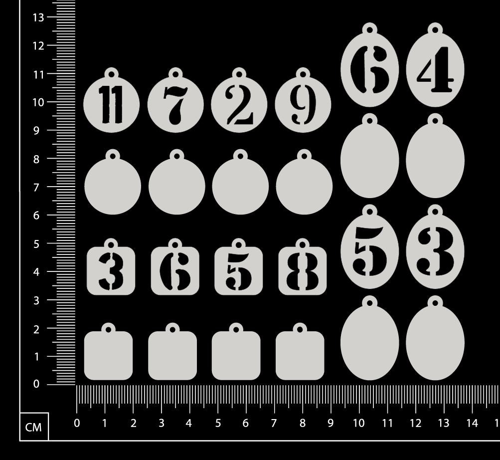 Tiny Charms - Numbers - A - White Chipboard