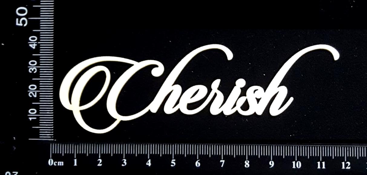Sandscript Word - Cherish - White Chipboard