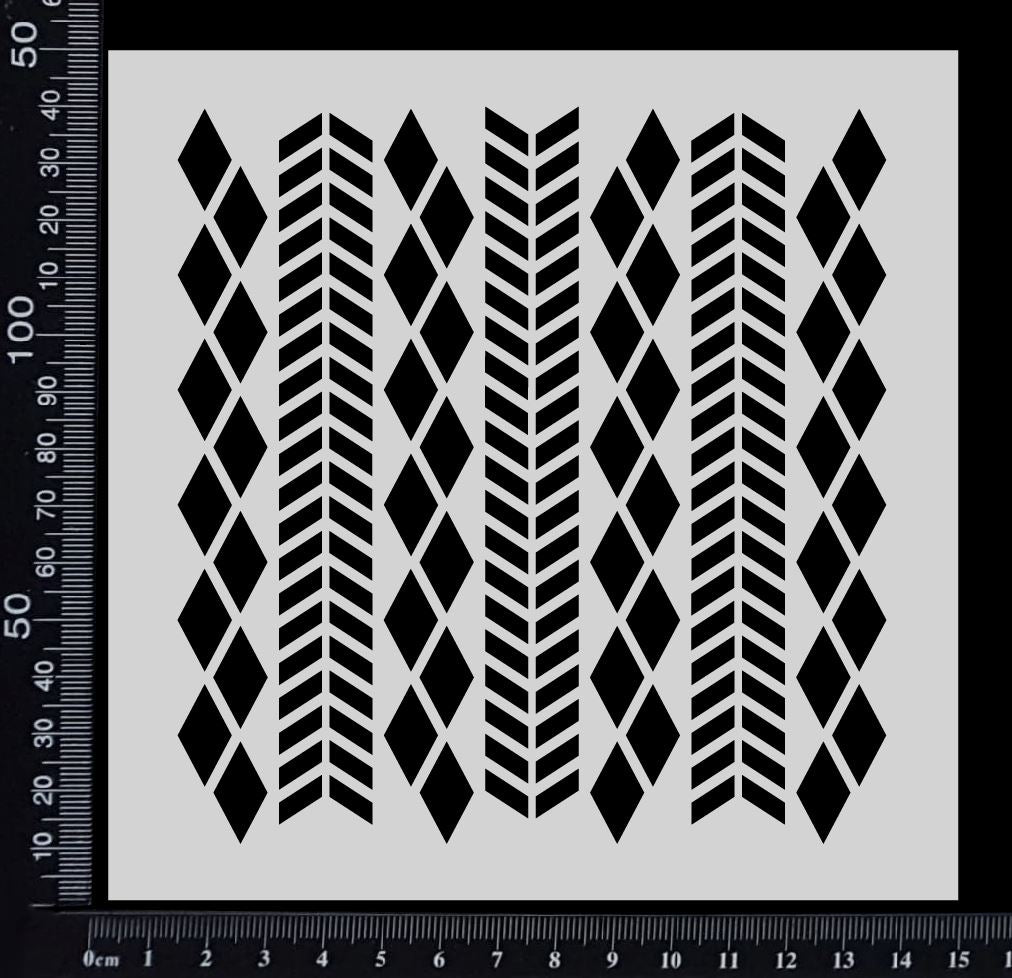 Chevron & Harlequin Mix - Stencil - 150mm x 150mm