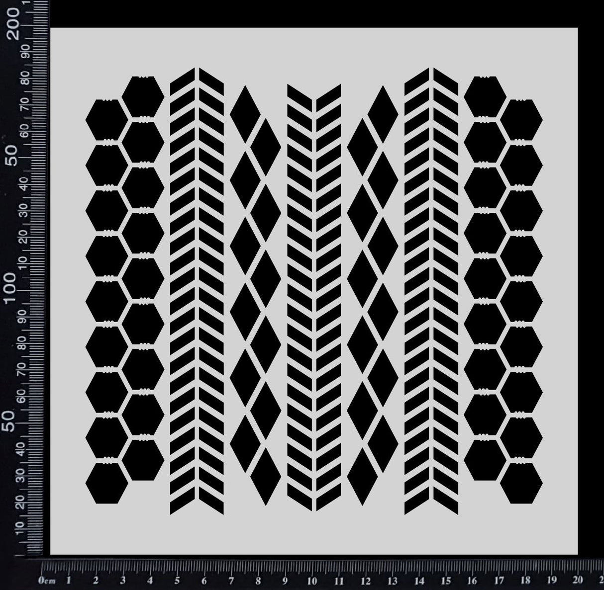 Chevron, Harlequin & Chicken Wire Mix - Stencil - 200mm x 200mm