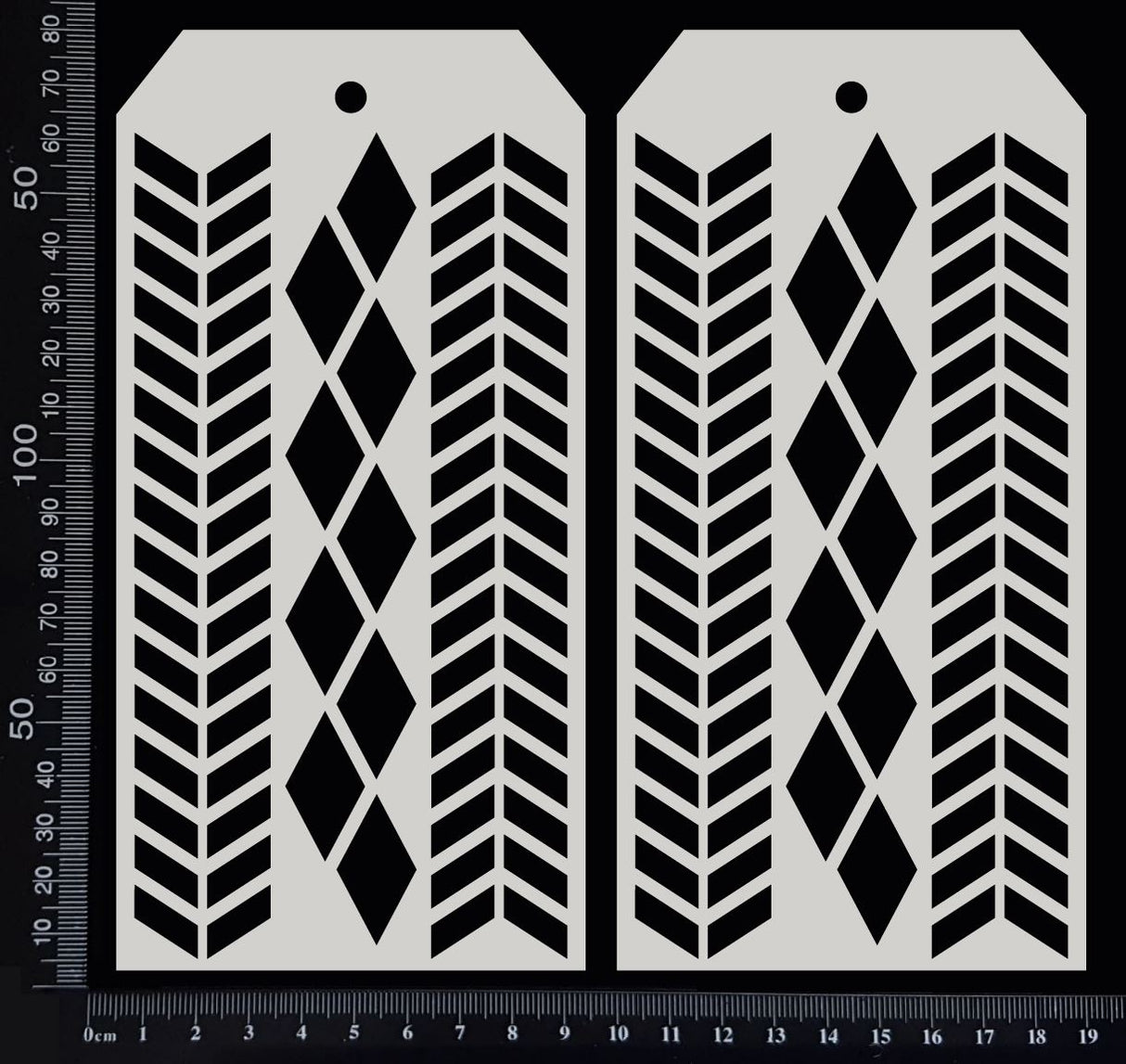 Chevron and Harlequin Tags Set - AC - Large - White Chipboard