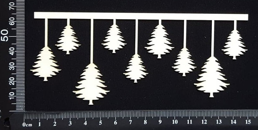 Christmas Tree Border - B - Small - White Chipboard