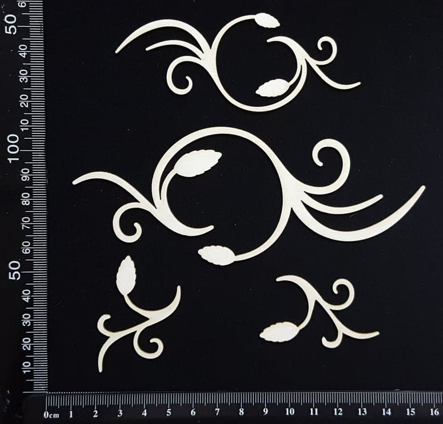 Circle Flourish Set - White Chipboard
