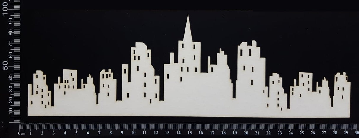 City Skyline Border - A - Large - White Chipboard