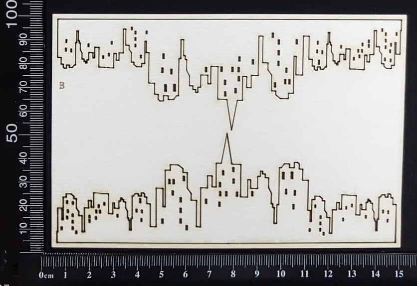 City Skyline Border Set - B - Small - White Chipboard