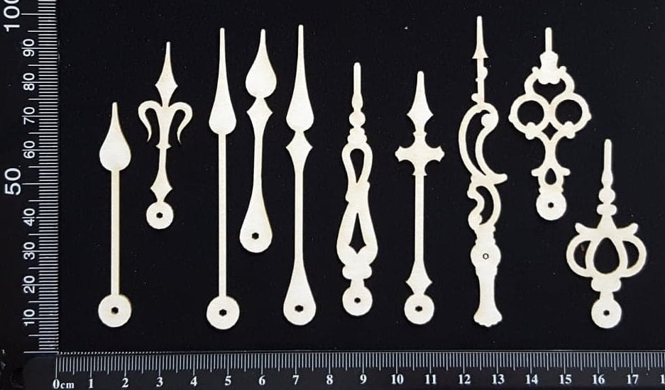 Clock Hands Set - B - White Chipboard