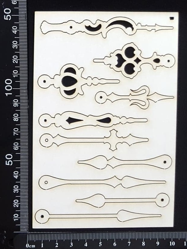 Clock Hands Set - B - White Chipboard