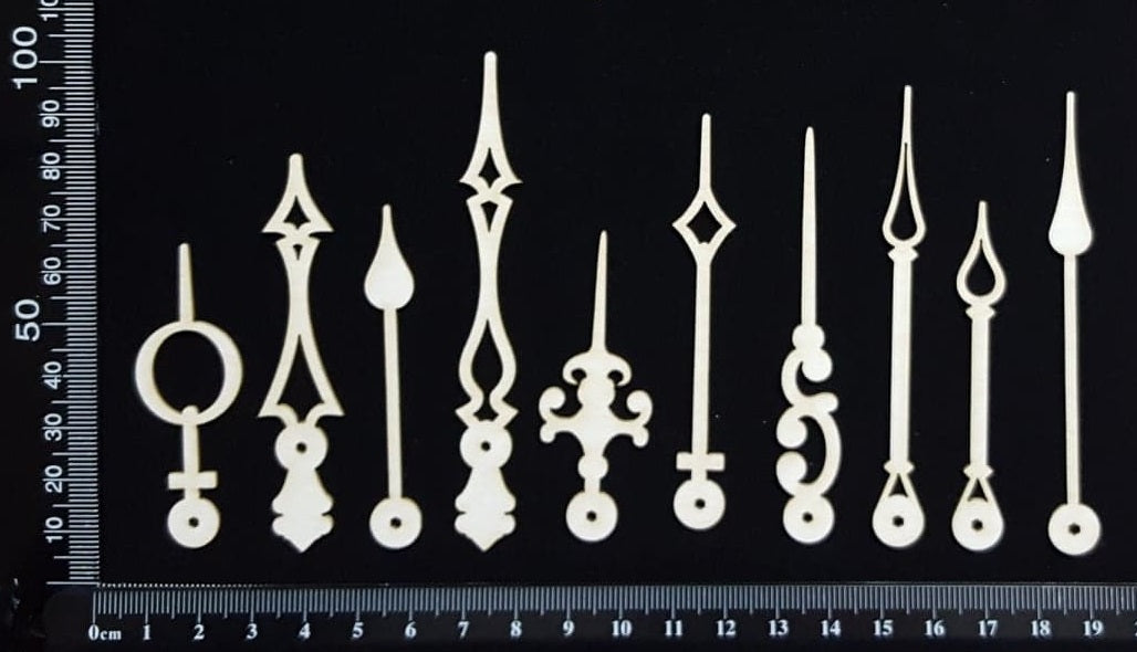 Clock Hands Set - C - White Chipboard