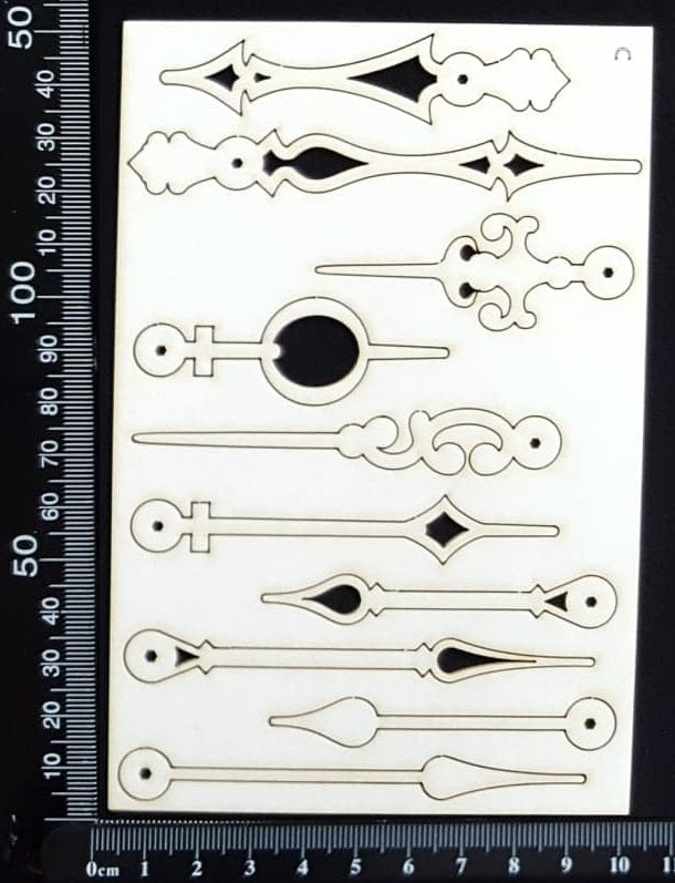 Clock Hands Set - C - White Chipboard