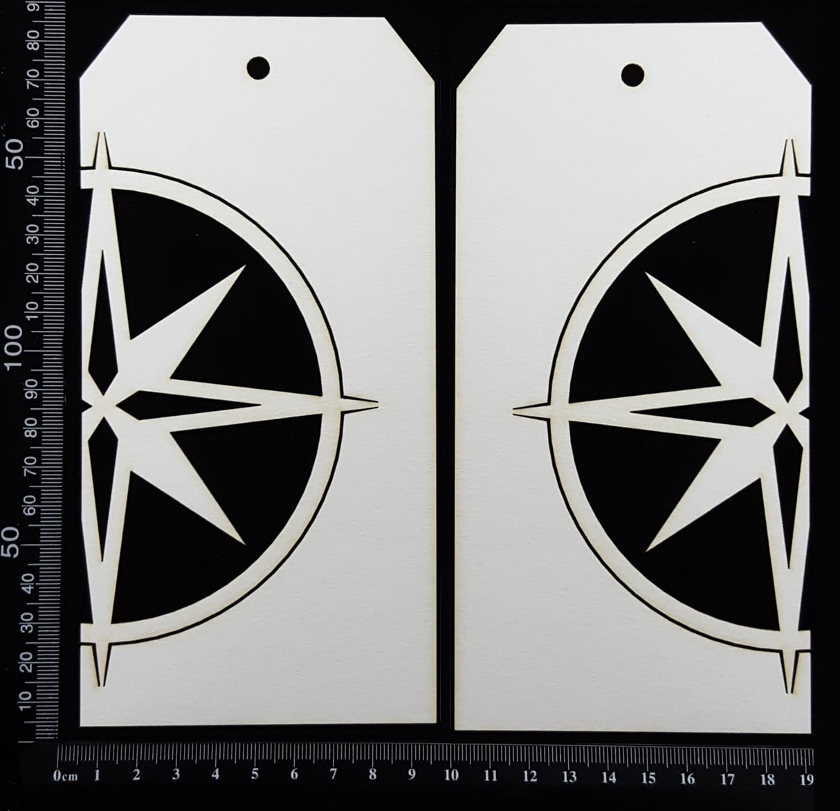 Compass Tag Set - Large - B - White Chipboard