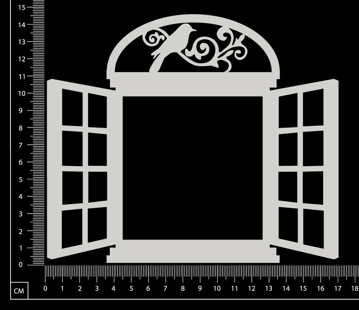 Cottage Window - Bird - Large - White Chipboard