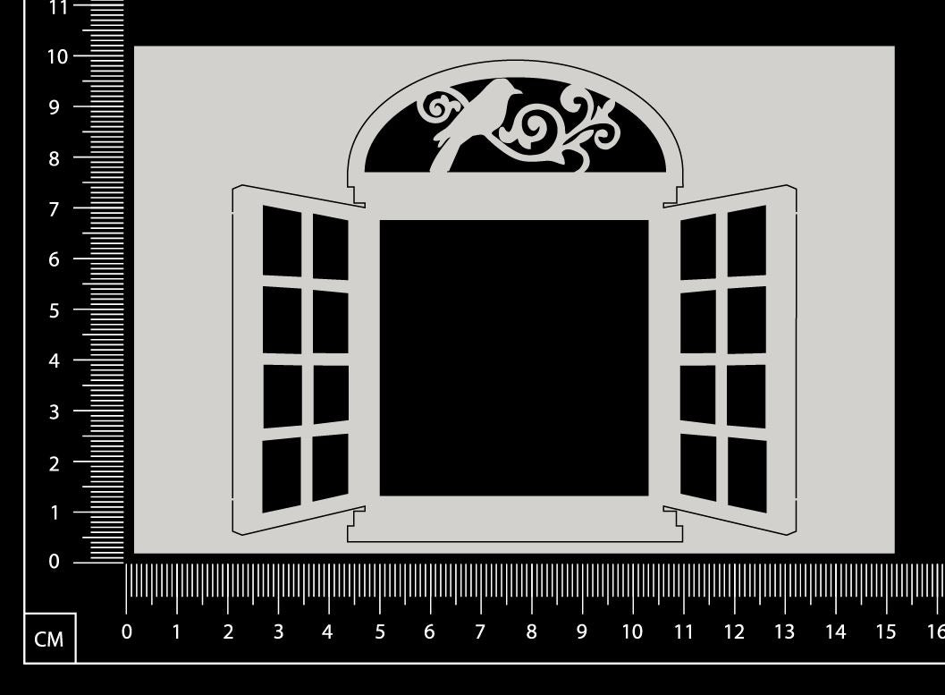 Cottage Window - Bird - Medium - White Chipboard