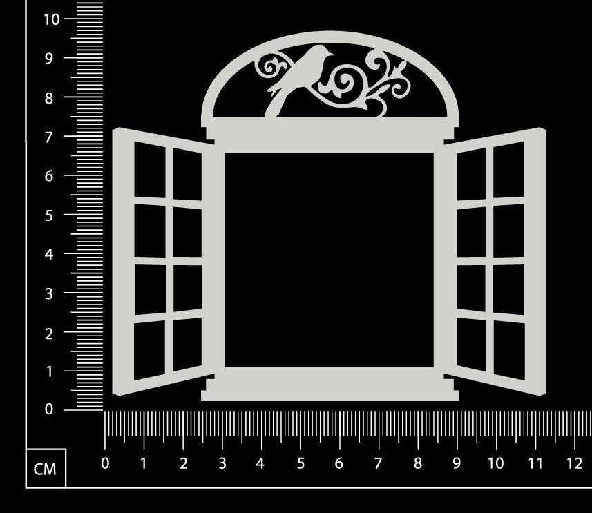 Cottage Window - Bird - Medium - White Chipboard