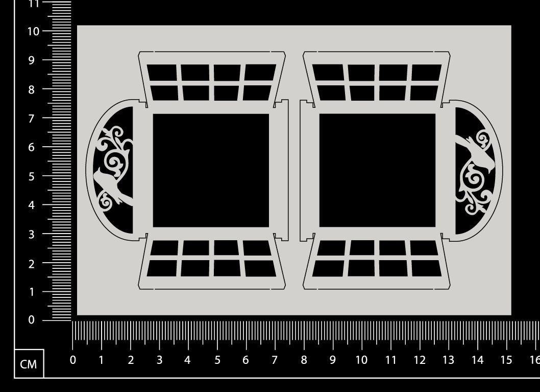 Cottage Windows - Birds - Small - White Chipboard