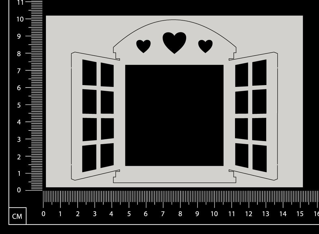 Cottage Window - Hearts - Medium - White Chipboard