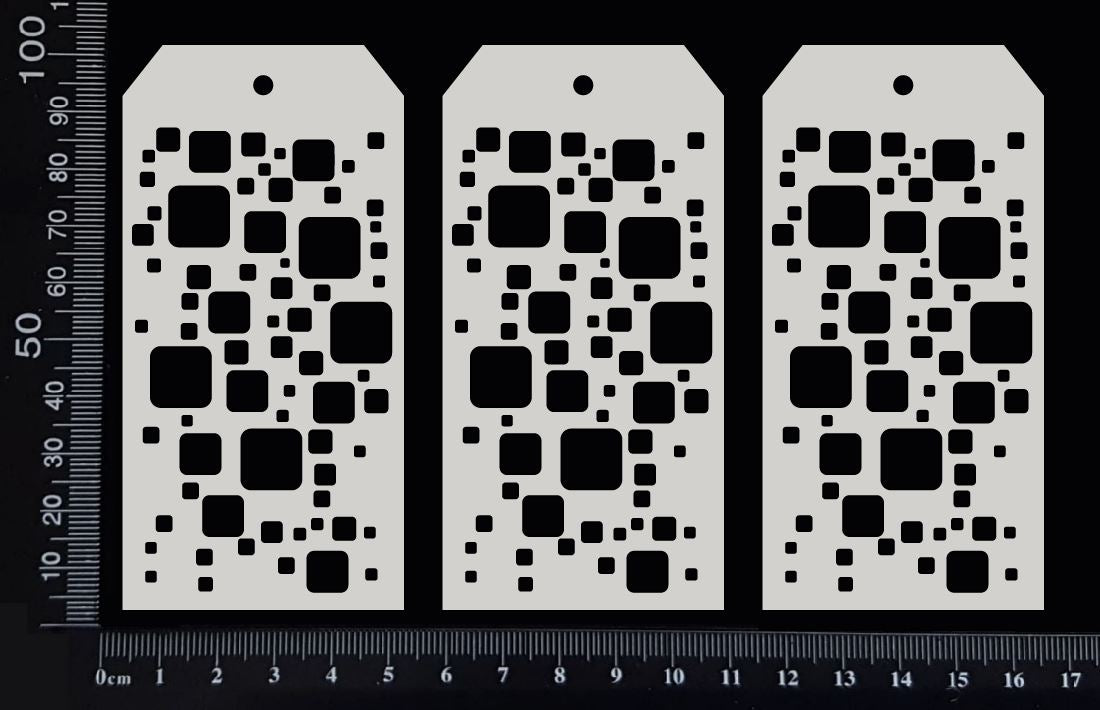 Cubes Tags Set - AA - Small - White Chipboard