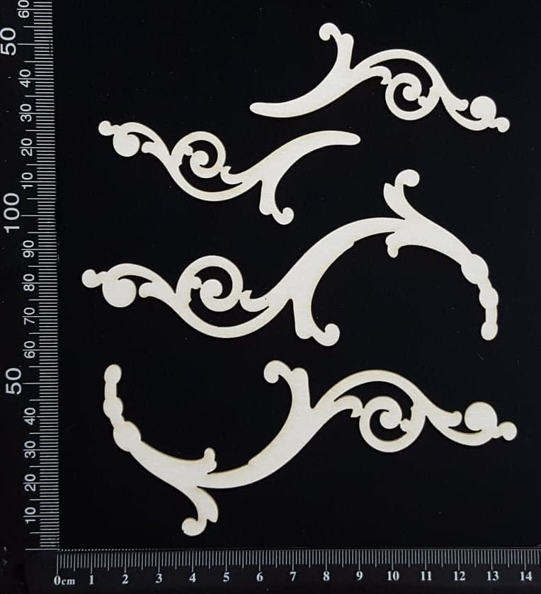 Curl Flourish Set - White Chipboard