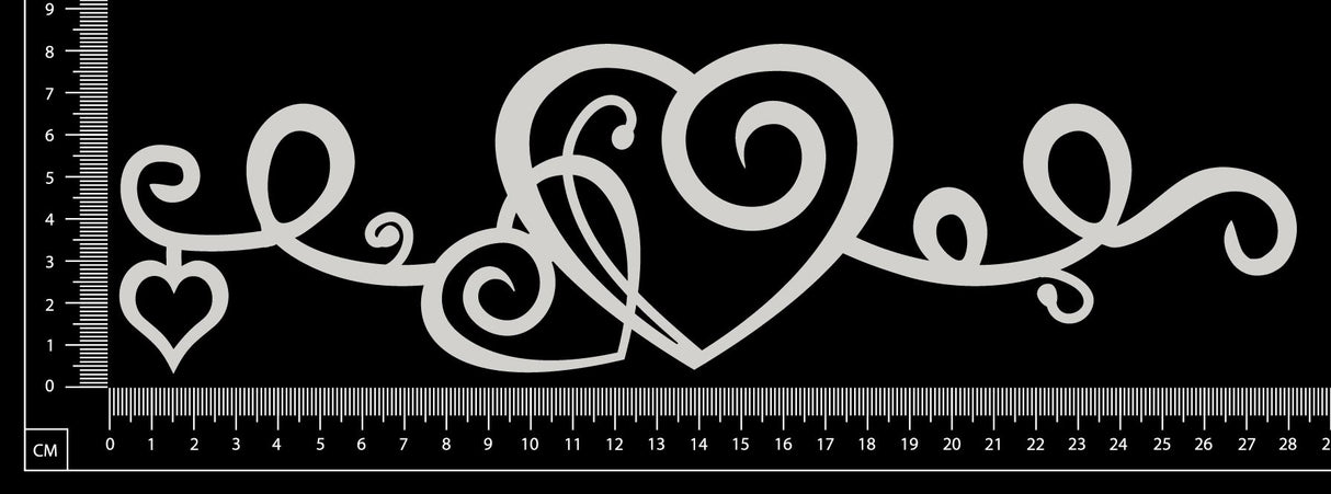 Curly Heart Border - A - Large - White Chipboard