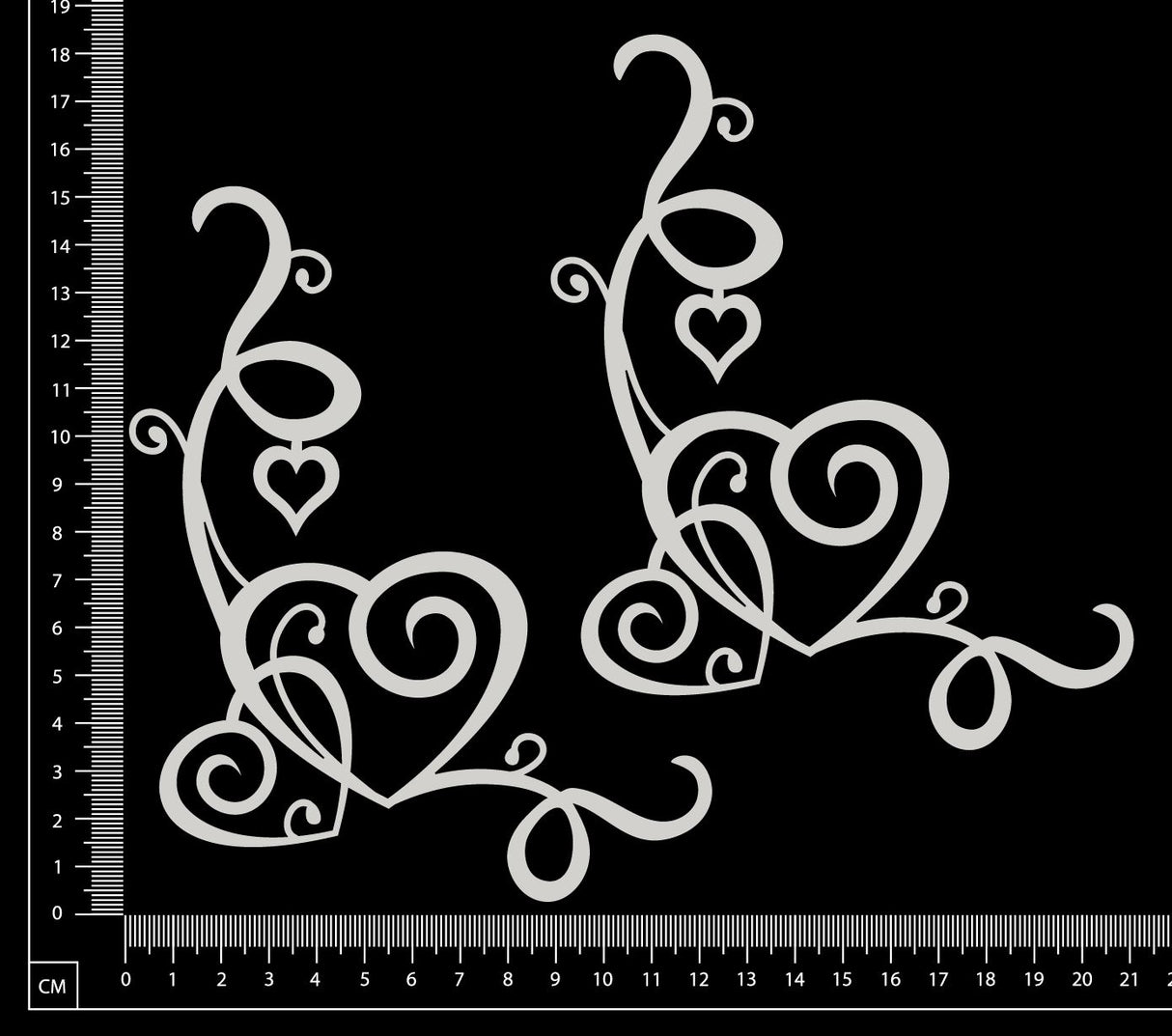 Curly Heart Corners Set - White Chipboard