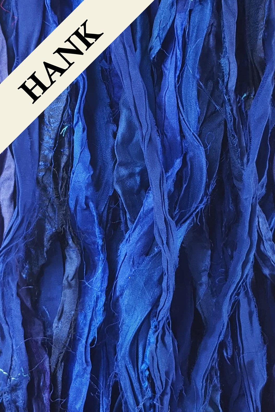 Reclaimed Sari Silk Ribbon - Deep Water - Hank
