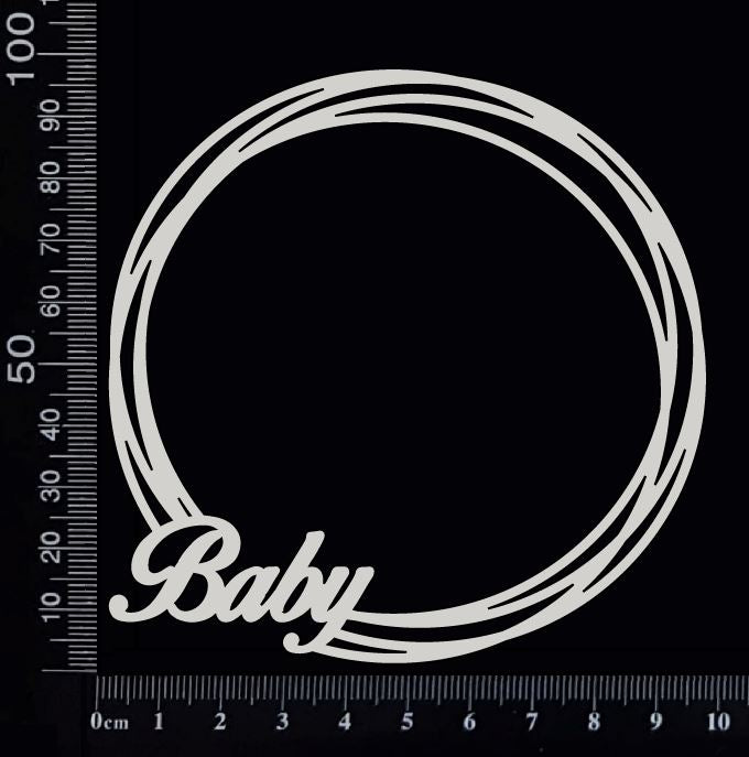 Distressed Circle - Baby - AA - Small - White Chipboard