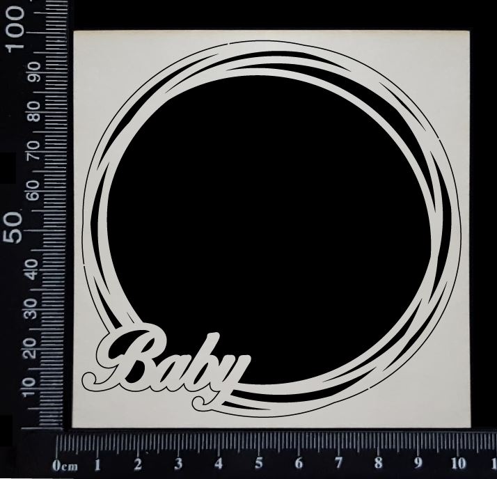 Distressed Circle - Baby - AA - Small - White Chipboard