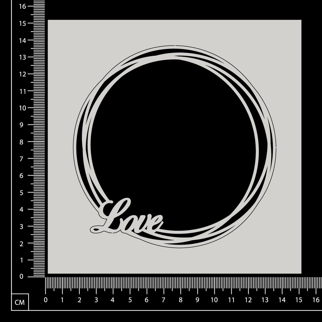 Distressed Circle - Love - White Chipboard