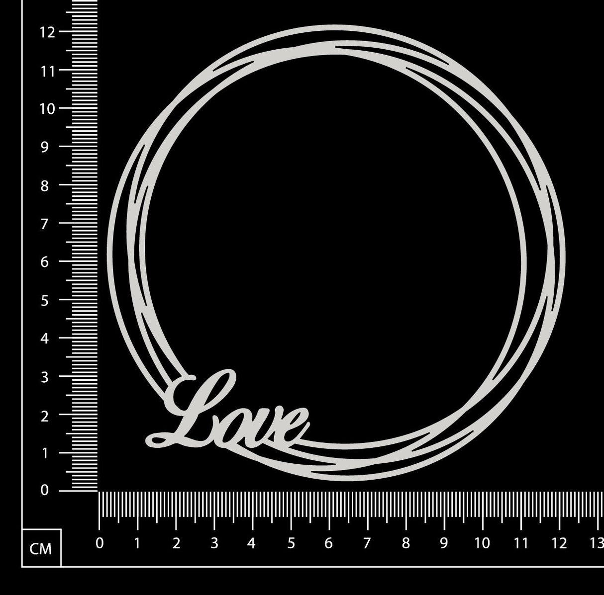 Distressed Circle - Love - White Chipboard