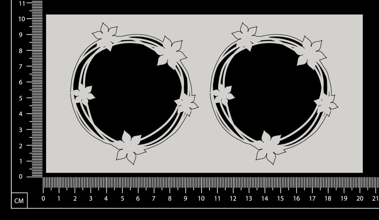 Distressed Circles with Flowers - Small - White Chipboard