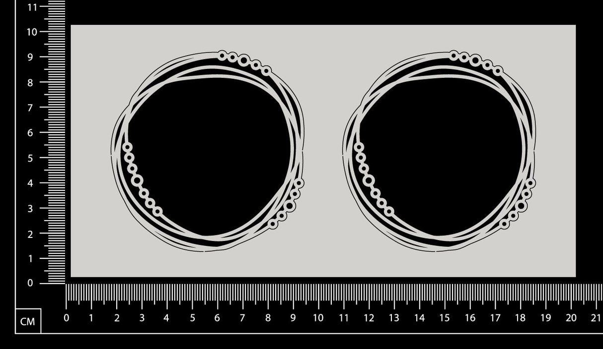 Distressed Circles with Pearls - Small - White Chipboard