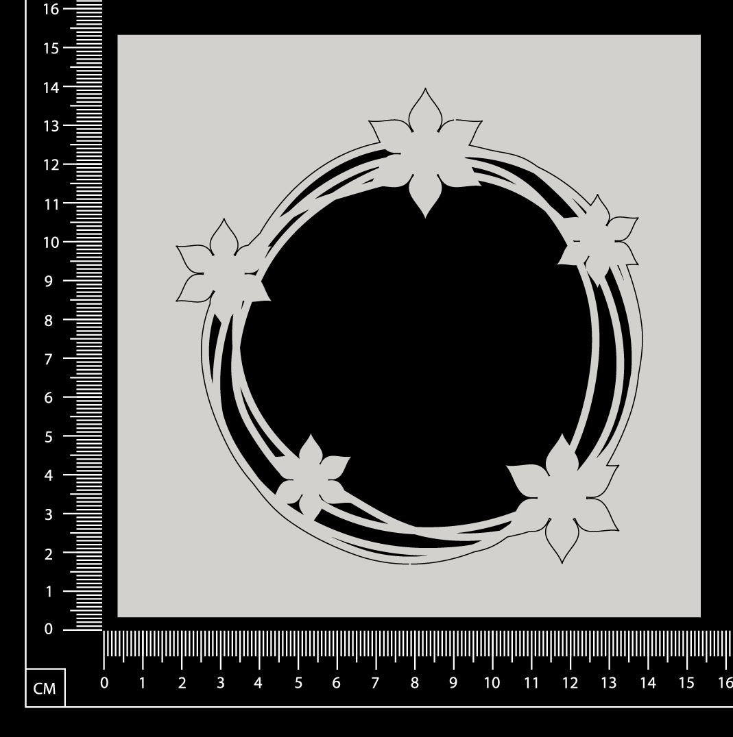 Distressed Circle with Flowers - White Chipboard