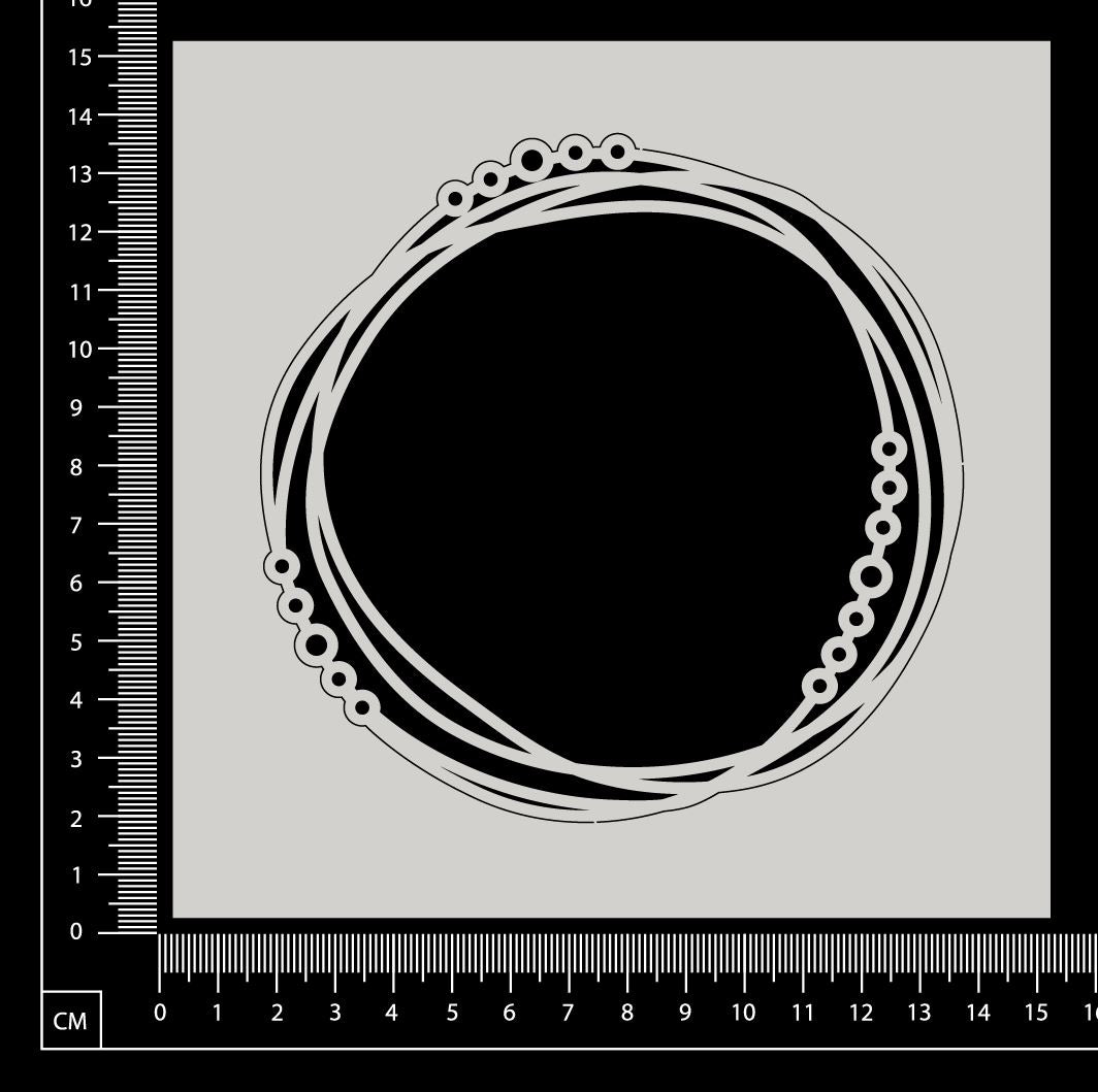 Distressed Circle with Pearls - White Chipboard