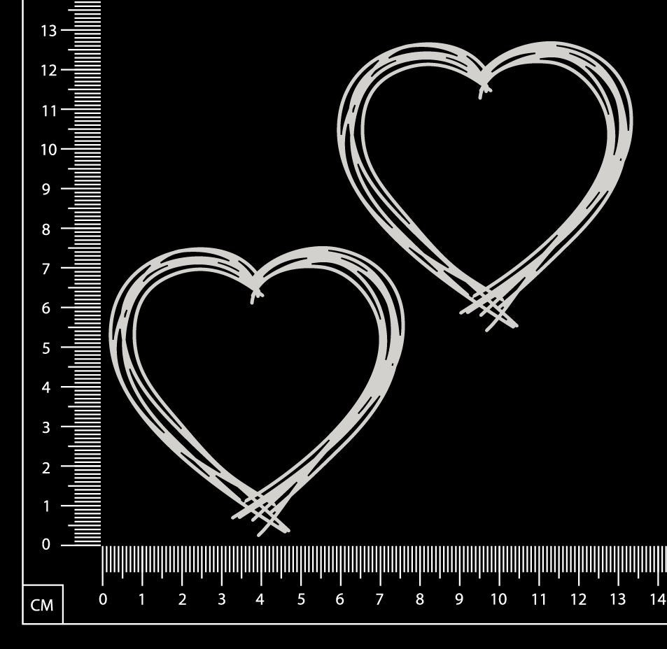 Distressed Hearts - Small - White Chipboard