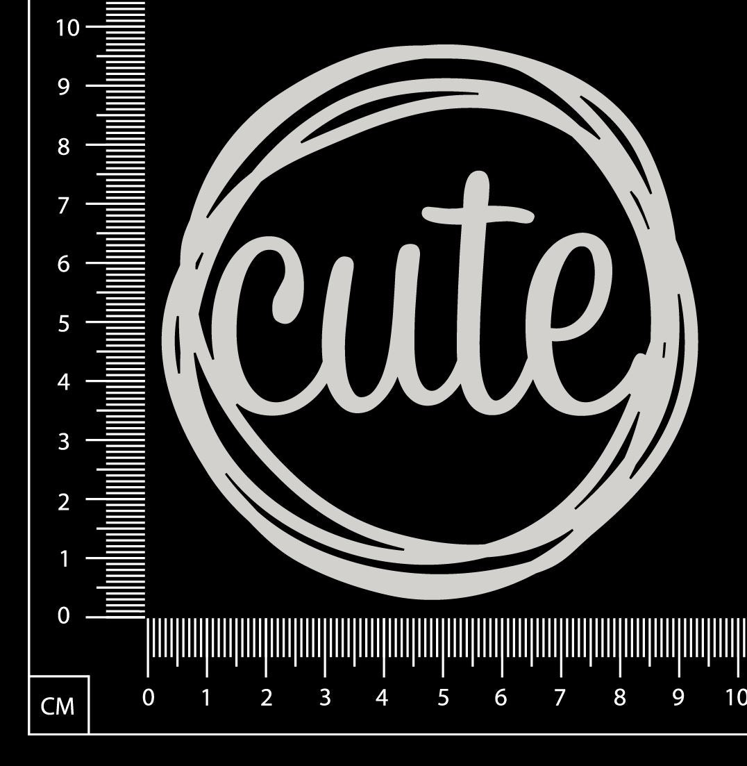 Distressed Word Circle - Cute - White Chipboard