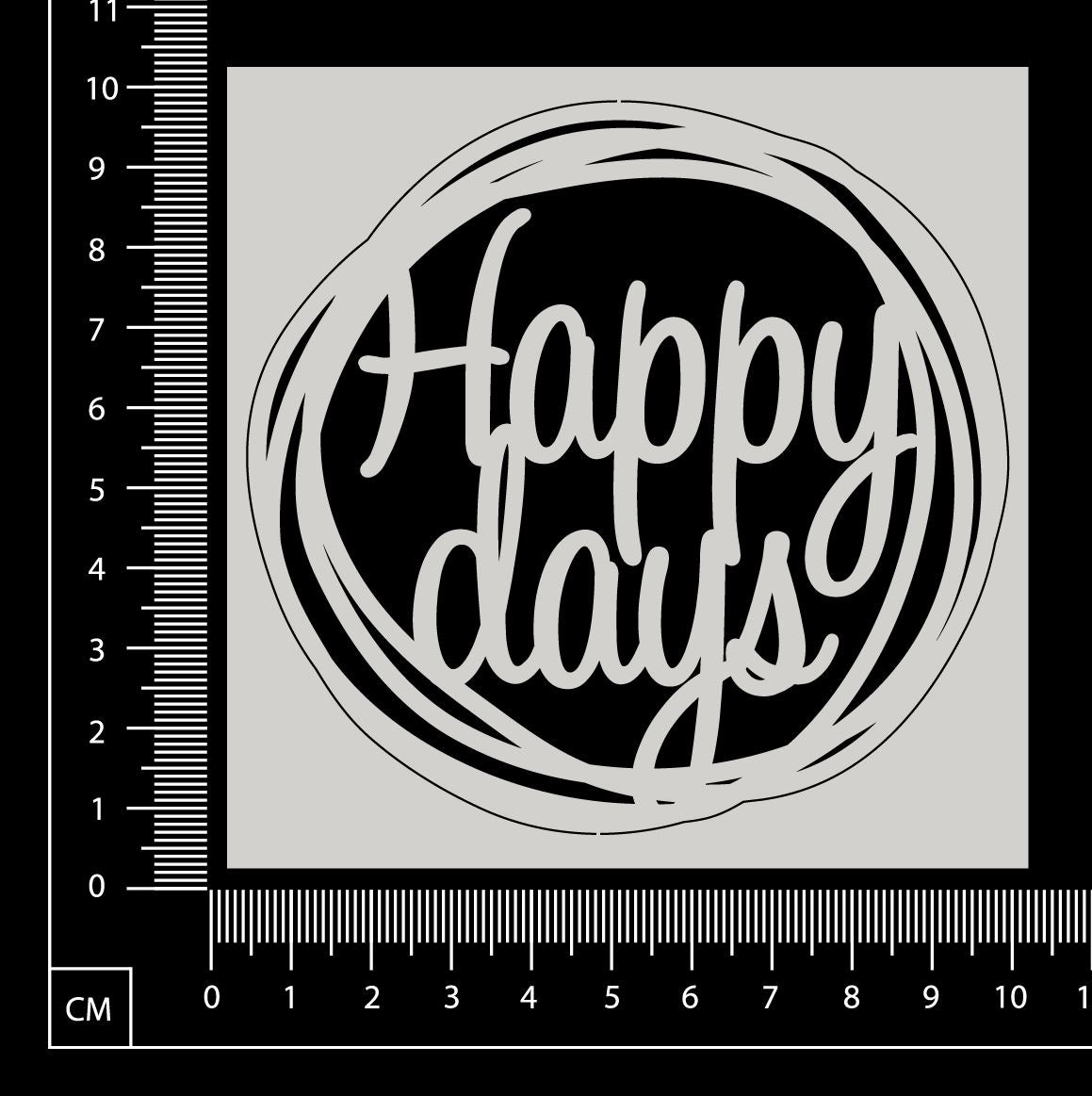 Distressed Word Circle - Happy Days - White Chipboard