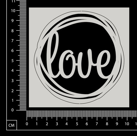 Distressed Word Circle - Love - White Chipboard
