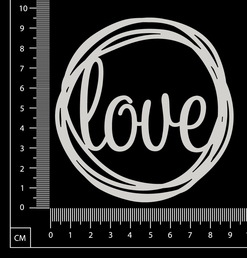 Distressed Word Circle - Love - White Chipboard