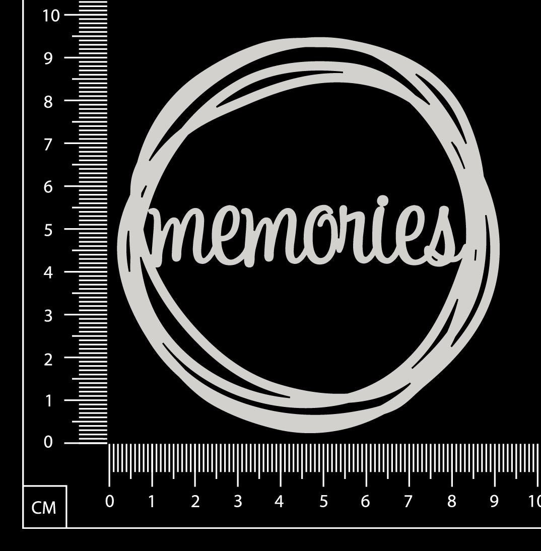 Distressed Word Circle - Memories - White Chipboard