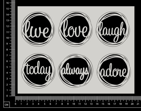 Distressed Word Circles Set - A - Small - White Chipboard