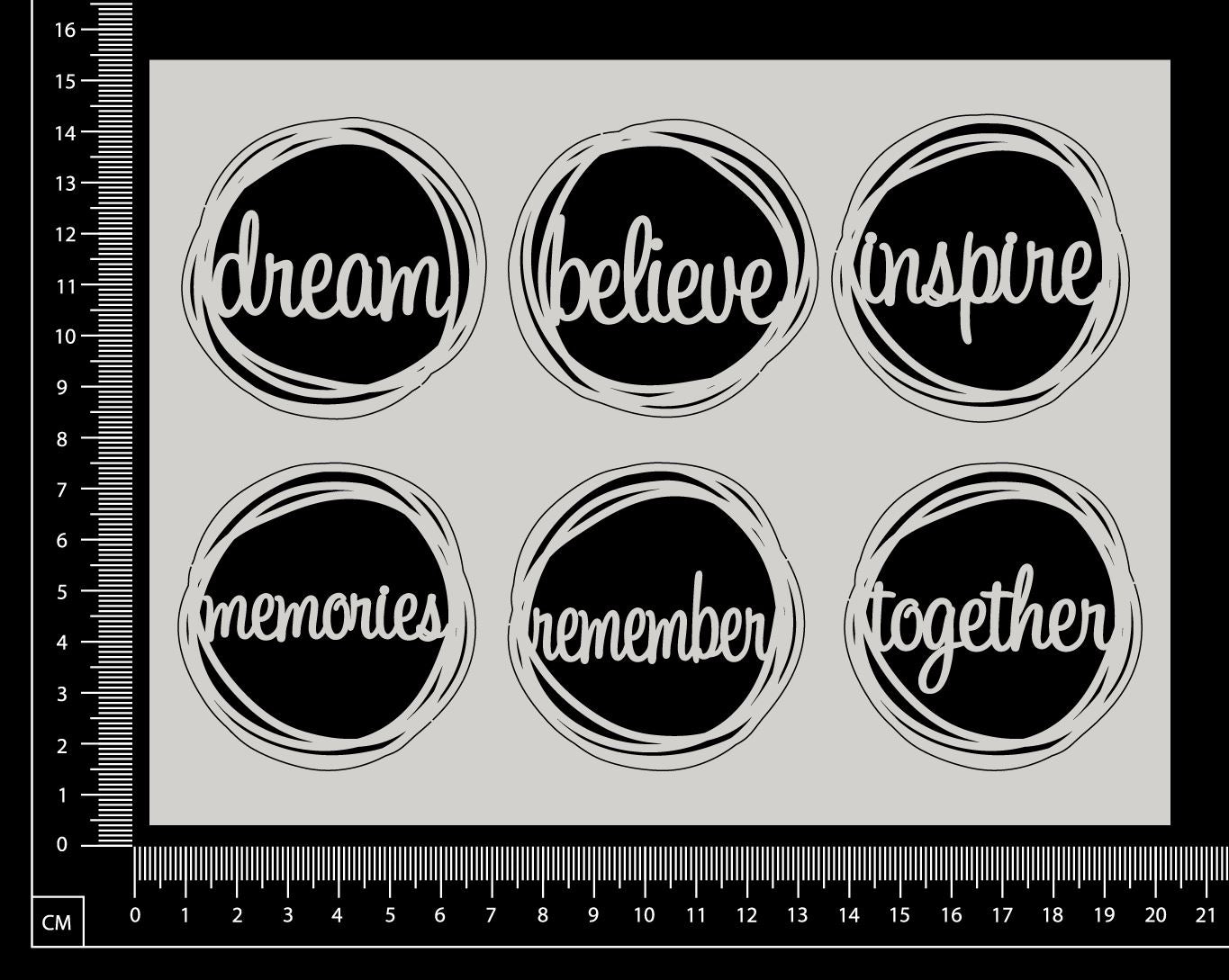 Distressed Word Circles Set - B - Small - White Chipboard