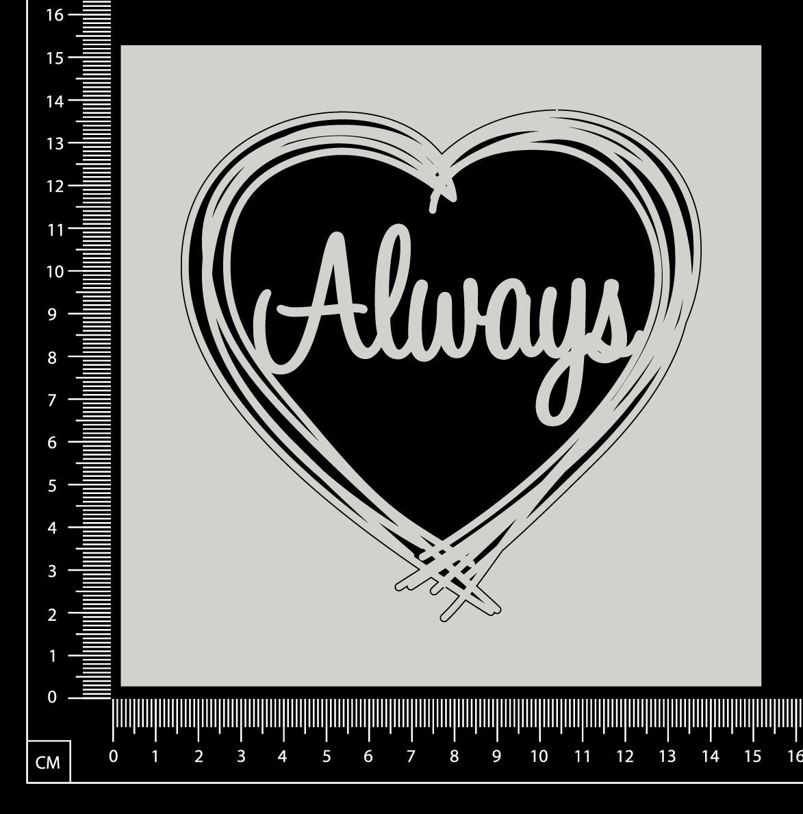 Distressed Word Heart - Always - White Chipboard