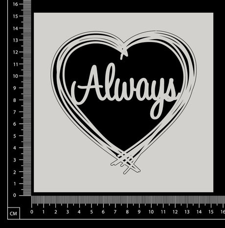 Distressed Word Heart - Always - White Chipboard