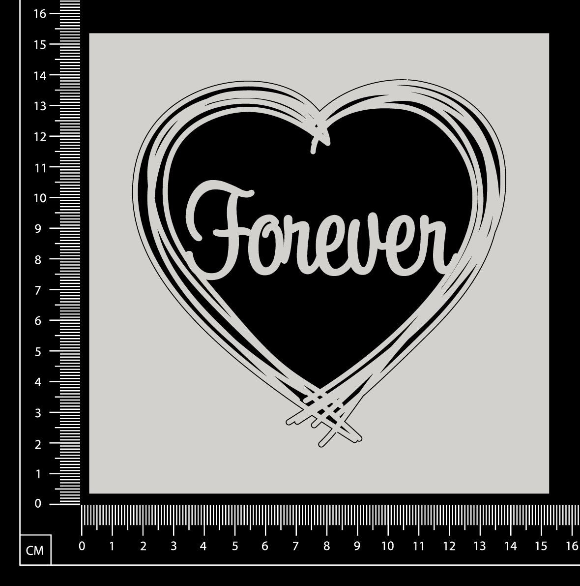Distressed Word Heart - Forever - White Chipboard