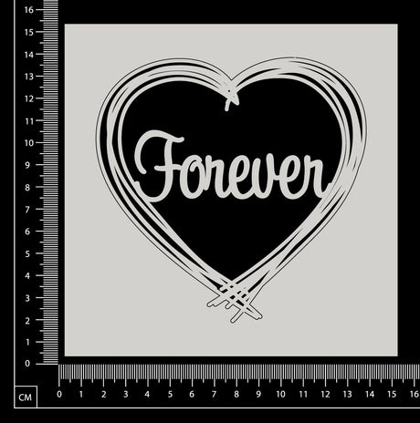 Distressed Word Heart - Forever - White Chipboard