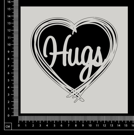 Distressed Word Heart - Hugs - White Chipboard