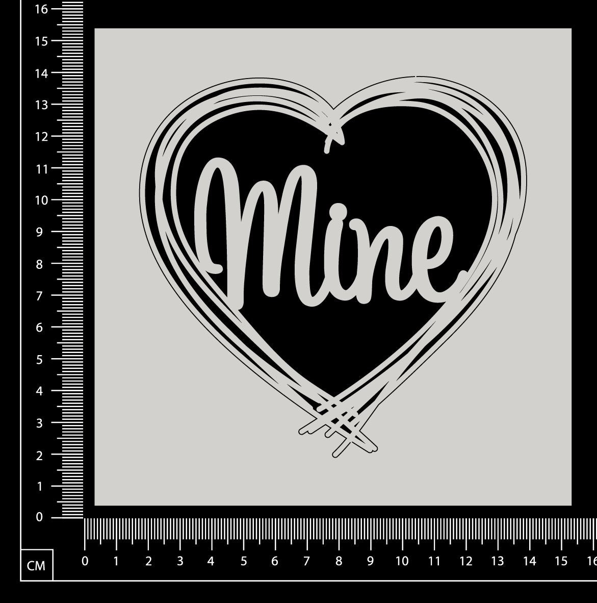 Distressed Word Heart - Mine - White Chipboard