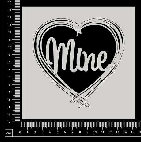 Distressed Word Heart - Mine - White Chipboard